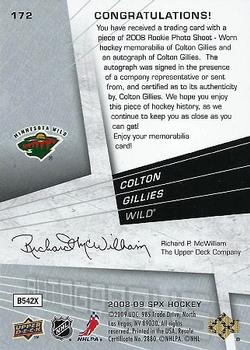 2008-09 SPx #172 Colton Gillies Back