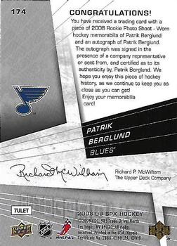 2008-09 SPx #174 Patrik Berglund Back
