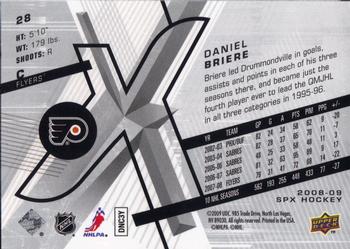 2008-09 SPx #28 Daniel Briere Back