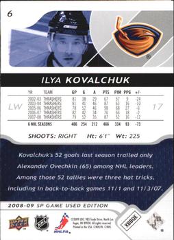 2008-09 SP Game Used #6 Ilya Kovalchuk Back