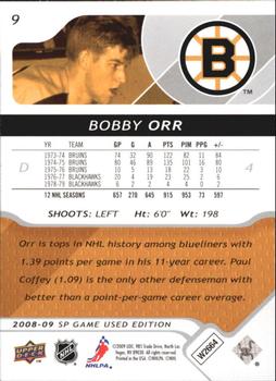 2008-09 SP Game Used #9 Bobby Orr Back