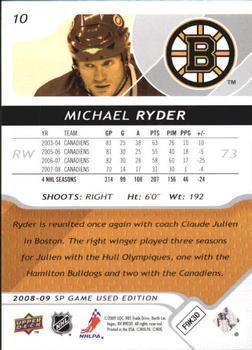 2008-09 SP Game Used #10 Michael Ryder Back
