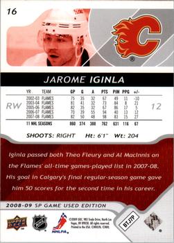 2008-09 SP Game Used #16 Jarome Iginla Back