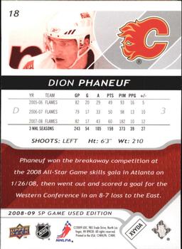 2008-09 SP Game Used #18 Dion Phaneuf Back