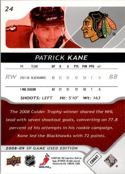 2008-09 SP Game Used #24 Patrick Kane Back