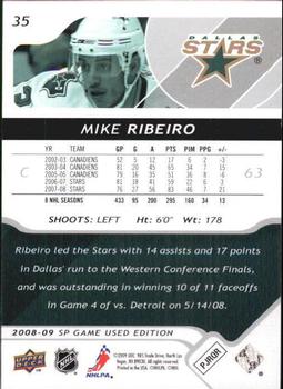 2008-09 SP Game Used #35 Mike Ribeiro Back
