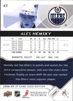2008-09 SP Game Used #43 Ales Hemsky Back