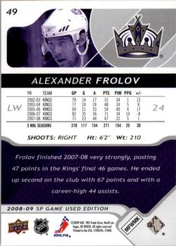 2008-09 SP Game Used #49 Alexander Frolov Back