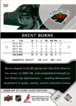 2008-09 SP Game Used #50 Brent Burns Back