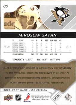 2008-09 SP Game Used #80 Miroslav Satan Back