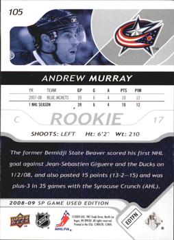 2008-09 SP Game Used #105 Andrew Murray Back