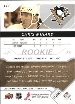 2008-09 SP Game Used #111 Chris Minard Back