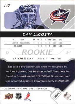 2008-09 SP Game Used #117 Dan LaCosta Back