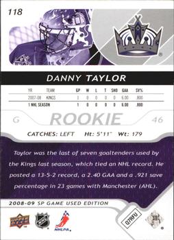 2008-09 SP Game Used #118 Danny Taylor Back