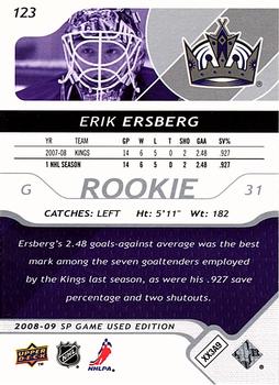 2008-09 SP Game Used #123 Erik Ersberg Back