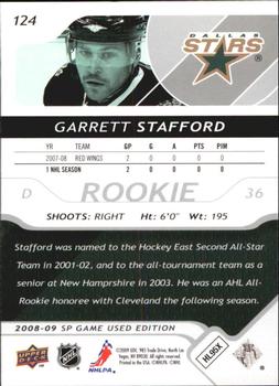 2008-09 SP Game Used #124 Garrett Stafford Back