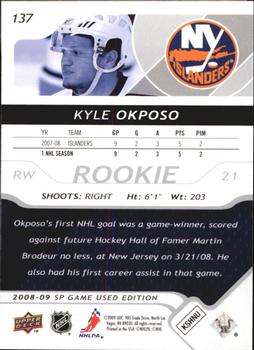 2008-09 SP Game Used #137 Kyle Okposo Back
