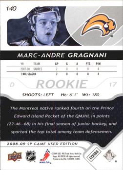 2008-09 SP Game Used #140 Marc-Andre Gragnani Back
