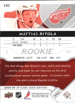 2008-09 SP Game Used #143 Mattias Ritola Back