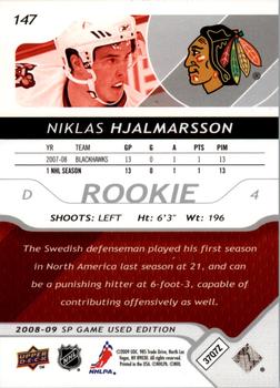 2008-09 SP Game Used #147 Niklas Hjalmarsson Back
