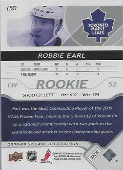 2008-09 SP Game Used #150 Robbie Earl Back