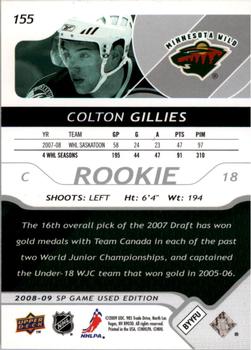 2008-09 SP Game Used #155 Colton Gillies Back