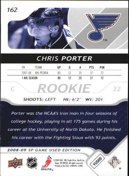 2008-09 SP Game Used #162 Chris Porter Back