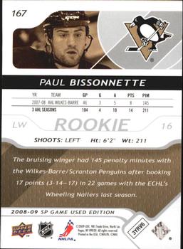 2008-09 SP Game Used #167 Paul Bissonnette Back