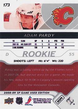 2008-09 SP Game Used #173 Adam Pardy Back