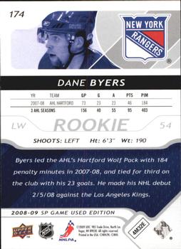 2008-09 SP Game Used #174 Dane Byers Back