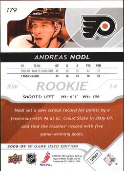 2008-09 SP Game Used #179 Andreas Nodl Back