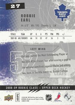 2008-09 Upper Deck Rookie Class Box Set #27 Robbie Earl Back