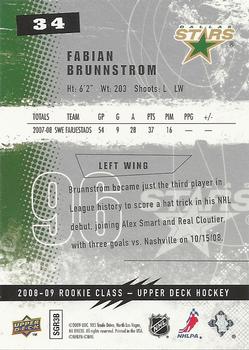 2008-09 Upper Deck Rookie Class Box Set #34 Fabian Brunnstrom Back