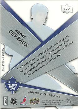 2008-09 Upper Deck Ice #120 Andre Deveaux Back