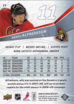 2008-09 Upper Deck Ice #19 Daniel Alfredsson Back