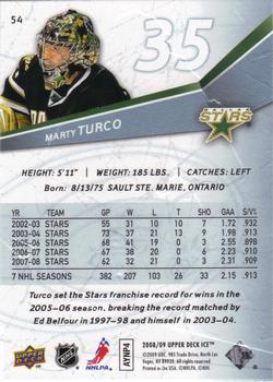 2008-09 Upper Deck Ice #54 Marty Turco Back