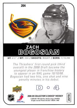 2008-09 Collector's Choice #204 Zach Bogosian Back