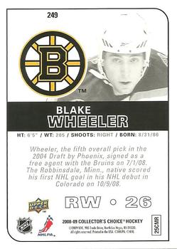 2008-09 Collector's Choice #249 Blake Wheeler Back