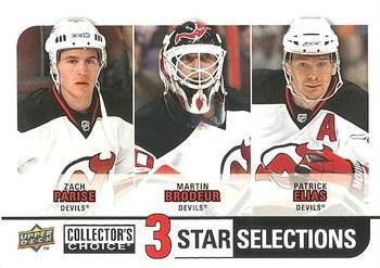 2008-09 Collector's Choice #268 Zach Parise / Martin Brodeur / Patrik Elias Front