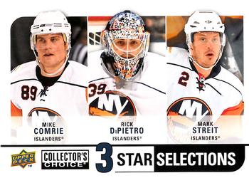 2008-09 Collector's Choice #269 Mike Comrie / Rick DiPietro / Mark Streit Front