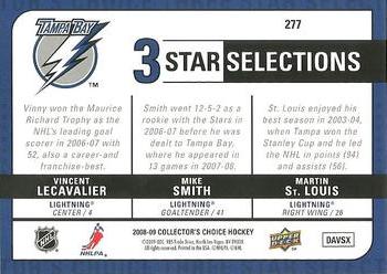 2008-09 Collector's Choice #277 Vincent Lecavalier / Mike Smith / Martin St. Louis Back