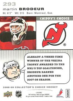 2008-09 Collector's Choice #293 Martin Brodeur Back