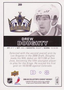 2008-09 Collector's Choice #209 Drew Doughty Back