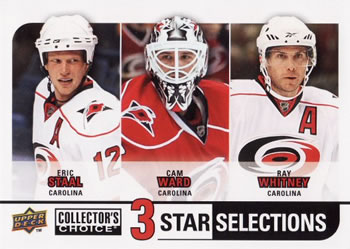 2008-09 Collector's Choice #256 Eric Staal / Cam Ward / Ray Whitney Front