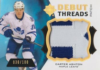 2012-13 Upper Deck The Cup - 2012-13 Upper Deck Ultimate Collection: Debut Threads Patches #UDTP-CA Carter Ashton Front