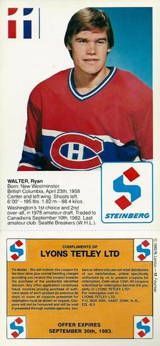 1982-83 Steinberg Montreal Canadiens #NNO Ryan Walter Back
