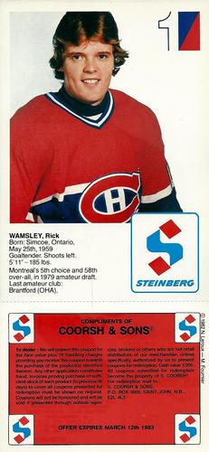 1982-83 Steinberg Montreal Canadiens #NNO Rick Wamsley Back