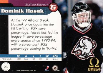 1998-99 Pacific Omega #23 Dominik Hasek Back
