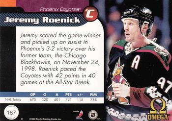 1998-99 Pacific Omega #187 Jeremy Roenick Back