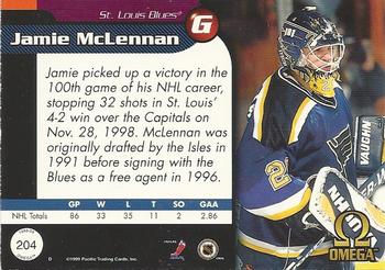 1998-99 Pacific Omega #204 Jamie McLennan Back